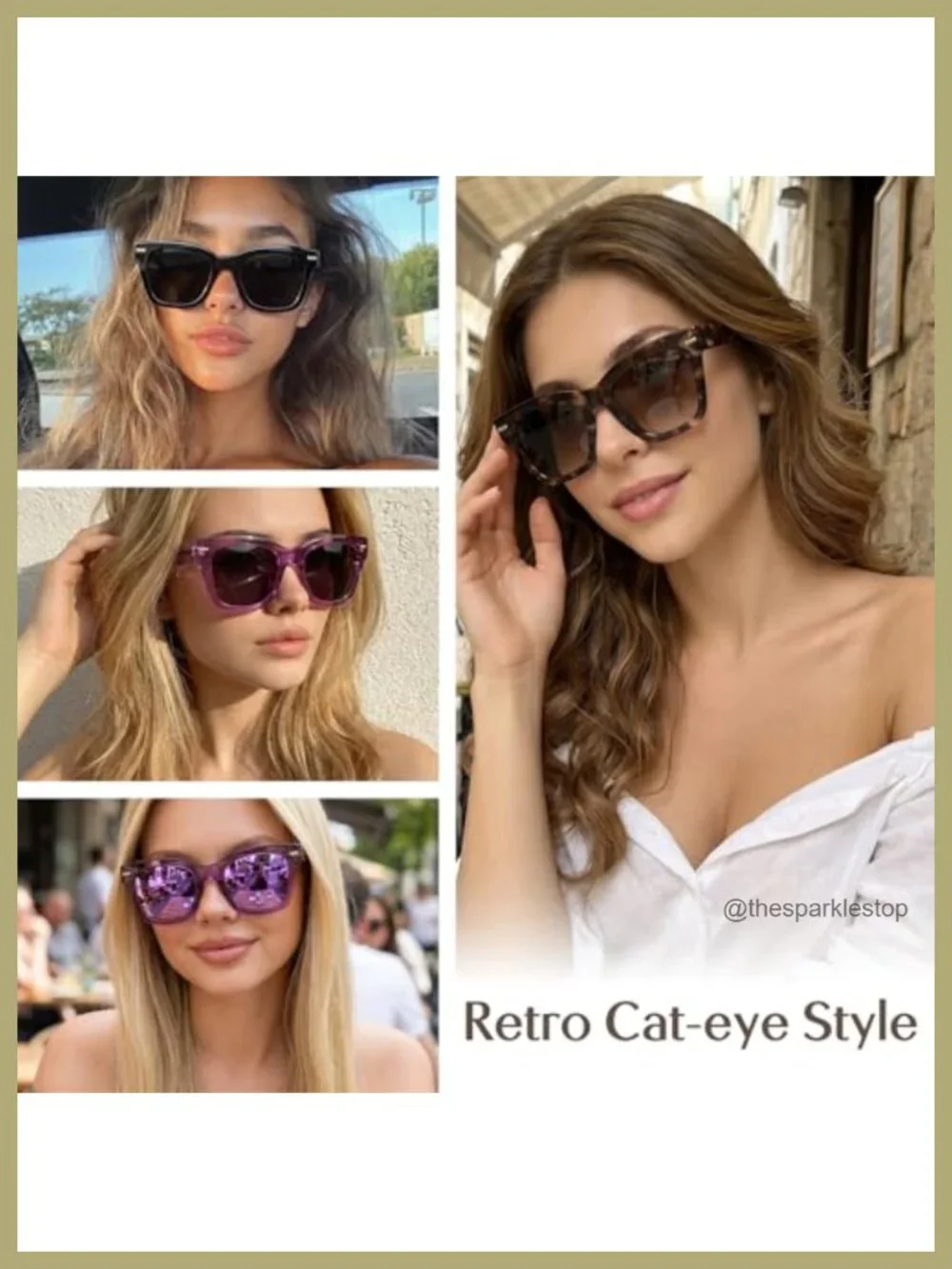 Retro Oversized Square Sunglasses for Women Polarized U400 Protection